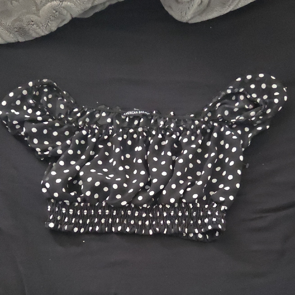 American Dream Black and White Polka Dot Blouse